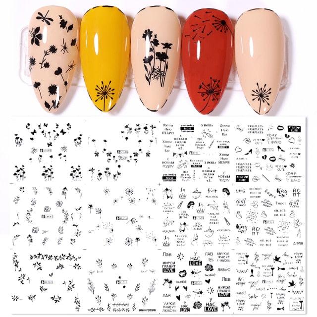 Valentines Heart Letter Flower Nail Stickers Sliders For Nails Water Decals Sticker Tips Manicure Decals for Nail Art Decoration Including Hearts Stars Letters Bowknot Leaves Flowers Plants Fruits Butterflies Nail Art Decoration