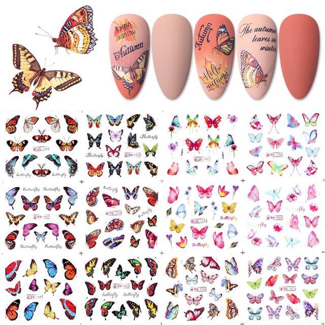 Valentines Heart Letter Flower Nail Stickers Sliders For Nails Water Decals Sticker Tips Manicure Decals for Nail Art Decoration Including Hearts Stars Letters Bowknot Leaves Flowers Plants Fruits Butterflies Nail Art Decoration