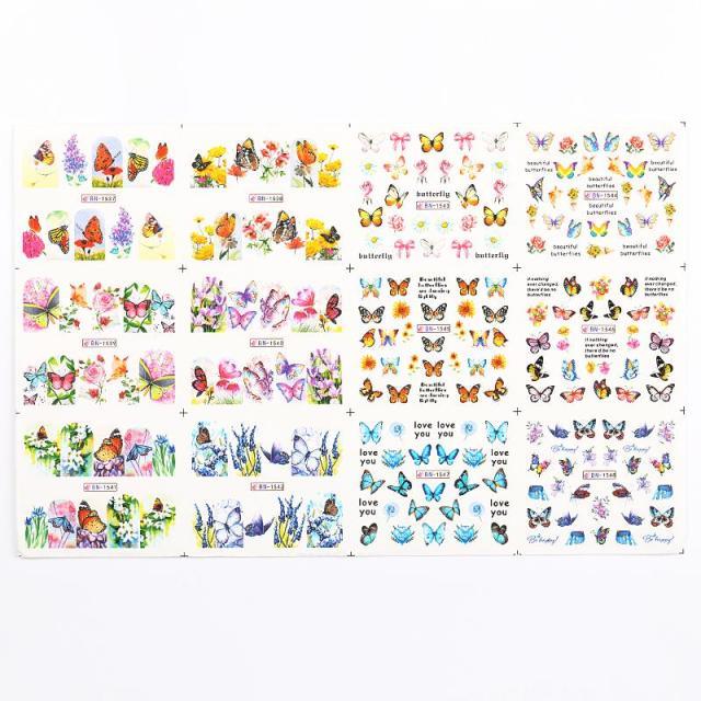 Valentines Heart Letter Flower Nail Stickers Sliders For Nails Water Decals Sticker Tips Manicure Decals for Nail Art Decoration Including Hearts Stars Letters Bowknot Leaves Flowers Plants Fruits Butterflies Nail Art Decoration