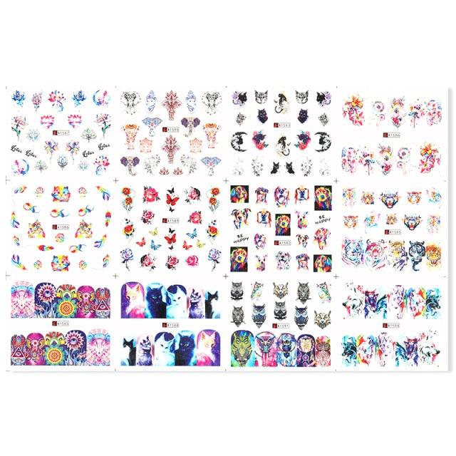 Valentines Heart Letter Flower Nail Stickers Sliders For Nails Water Decals Sticker Tips Manicure Decals for Nail Art Decoration Including Hearts Stars Letters Bowknot Leaves Flowers Plants Fruits Butterflies Nail Art Decoration