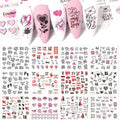 Valentines Heart Letter Flower Nail Stickers Sliders For Nails Water Decals Sticker Tips Manicure Decals for Nail Art Decoration Including Hearts Stars Letters Bowknot Leaves Flowers Plants Fruits Butterflies Nail Art Decoration