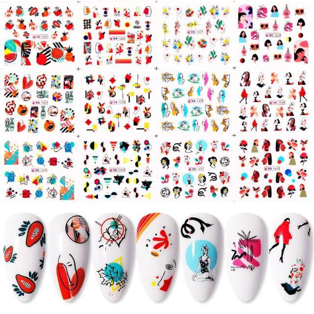 Valentines Heart Letter Flower Nail Stickers Sliders For Nails Water Decals Sticker Tips Manicure Decals for Nail Art Decoration Including Hearts Stars Letters Bowknot Leaves Flowers Plants Fruits Butterflies Nail Art Decoration