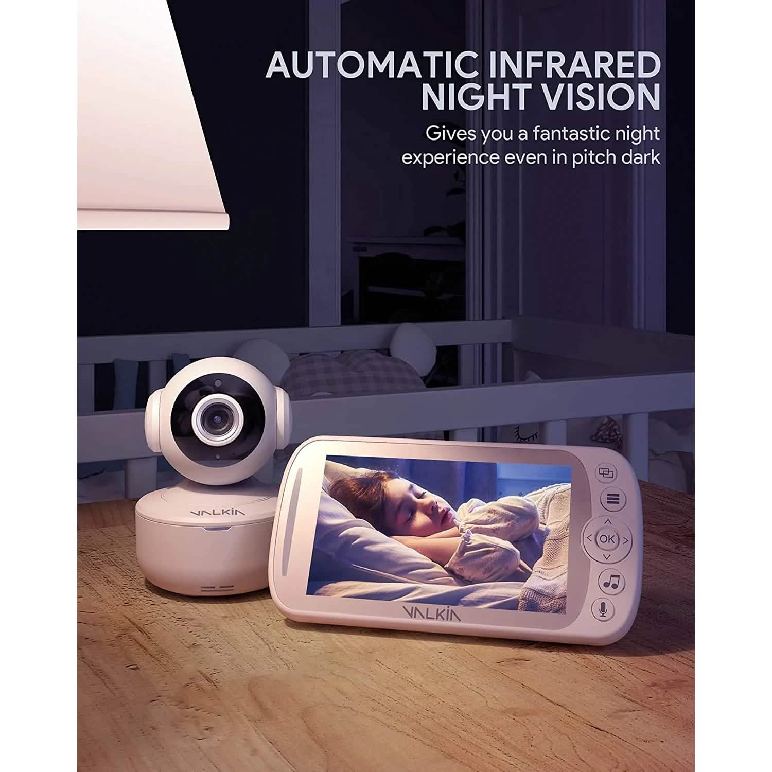 VALKIA 720P 5" HD Display Baby Monitor with Camera & Audio