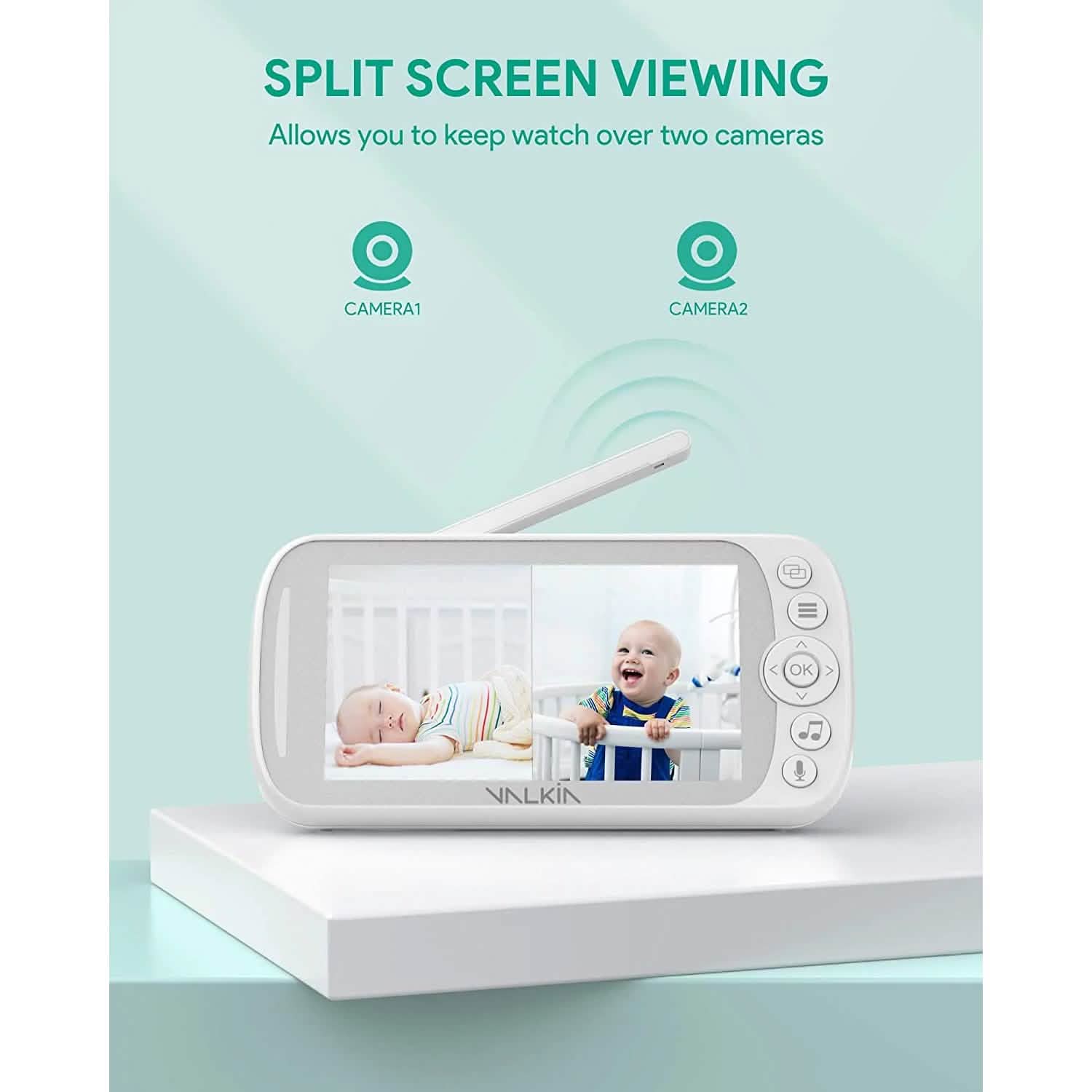 VALKIA 720P 5" HD Display Baby Monitor with Camera & Audio