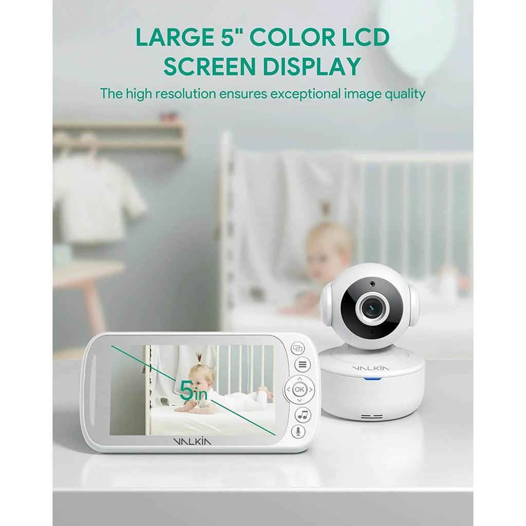 VALKIA 720P 5" HD Display Baby Monitor with Camera & Audio