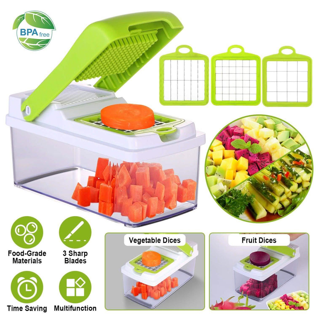 Vegetable Slicer Set with 3 Blades Stainless Steel Food Chopper