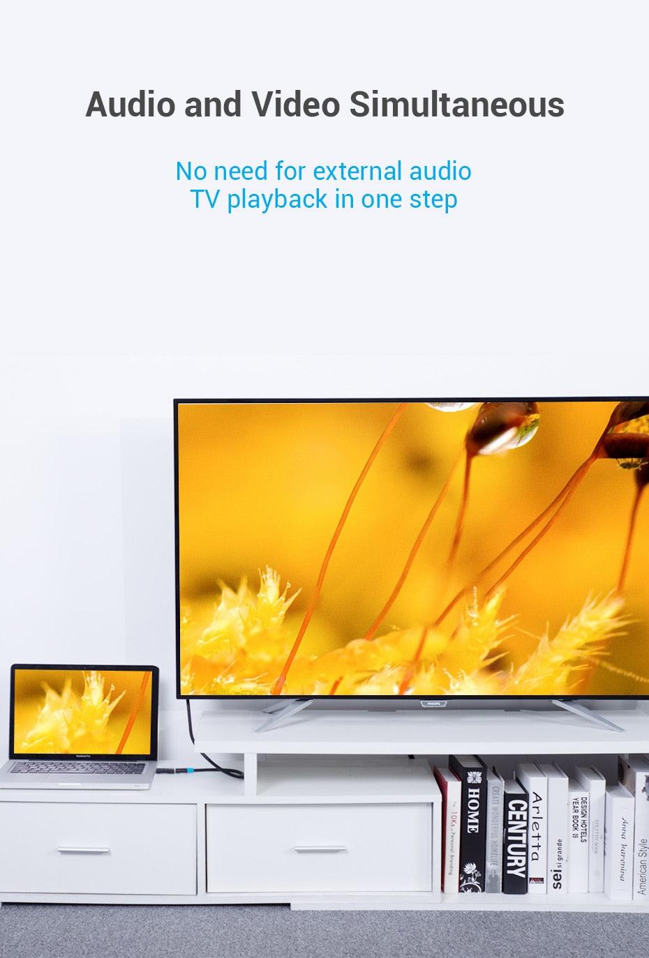 Vention DP To HDMI Adapter And 4K DP To HDMI Video Audio Converter for PC Laptop Projector Monitor