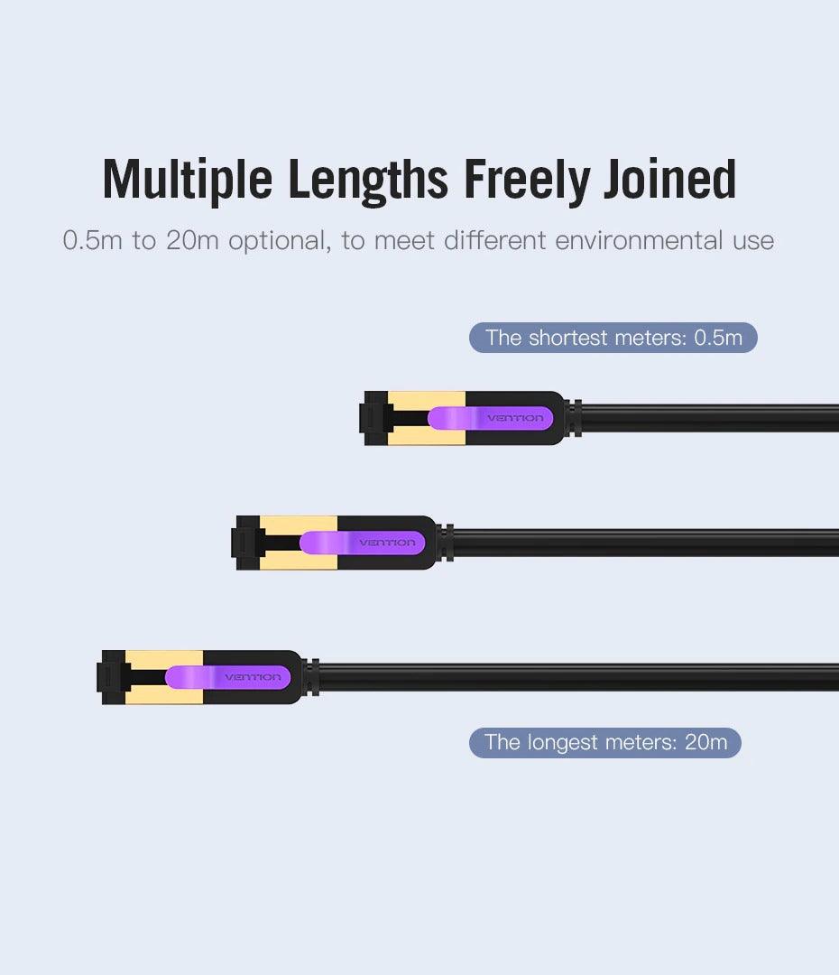 Black Gold Ethernet Cable Cat7 RJ45 Lan Cable SSTP Network Internet Fast LAN Wire Network Gold Plated Patch Cord Cable For PC Router Laptop Cable Ethernet