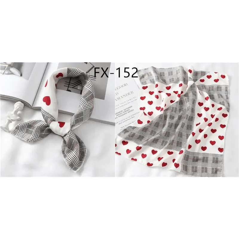 Versatile Square Silk Scarf For Women Fashionable Printed Small Neck Scarfs Office Lady Hair Band Foulard Hand For Female Bandana Shawl