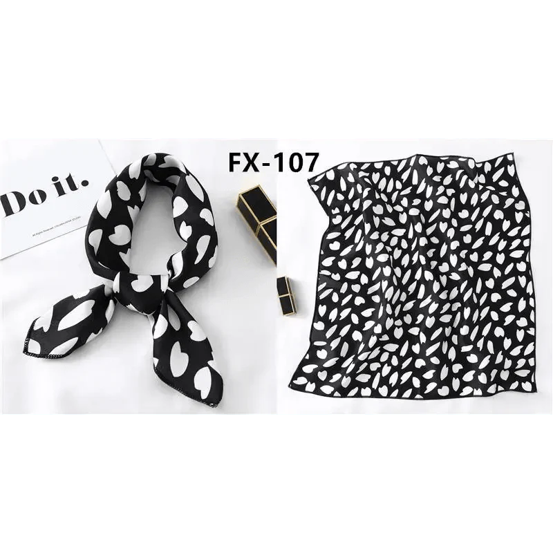 Versatile Square Silk Scarf For Women Fashionable Printed Small Neck Scarfs Office Lady Hair Band Foulard Hand For Female Bandana Shawl