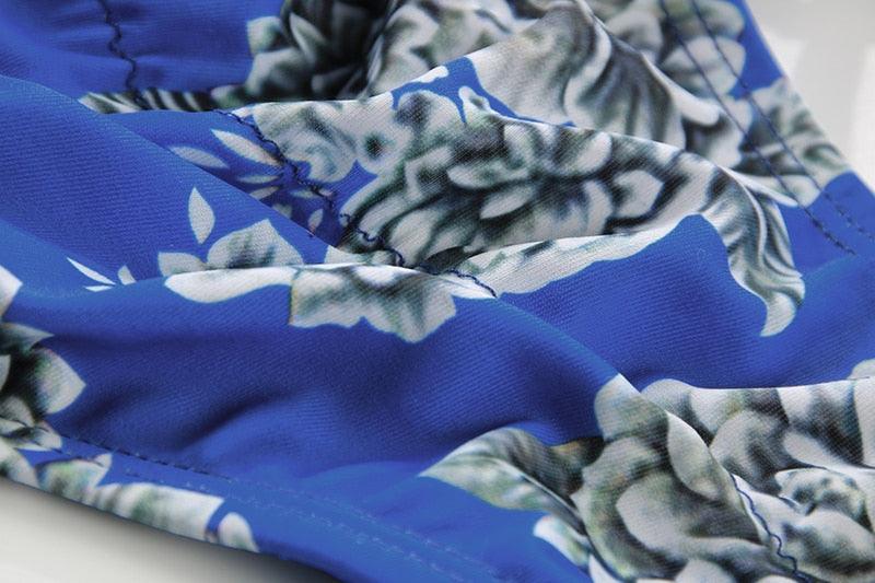 Vintage Print Bikini Female Handwork Small Ruffle Swimming Suit For Women Swimwear High Cut Bikini Set String Print Halter String Triangle Bikini Set Luxury Swimwear Two Piece Swimsuit