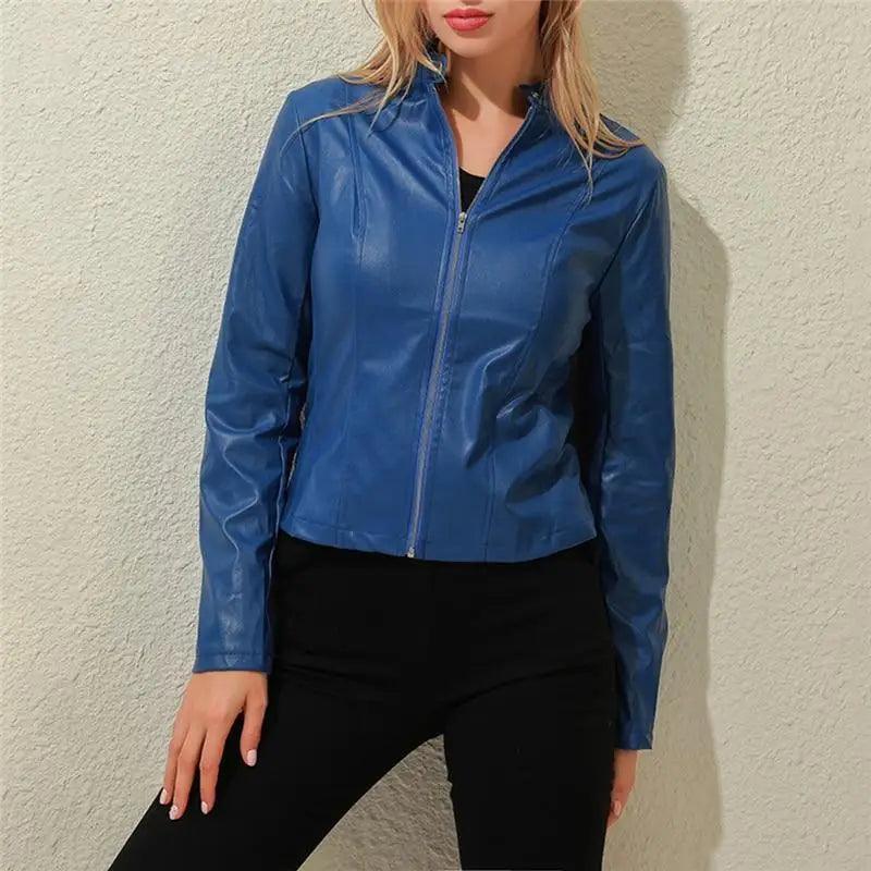 Vintage Style Autumn Ladies PU Leather Jacket For Women Slim Casual Soft Moto Biker Faux Leather Jacket For Female Coat Quality Basic Streetwear