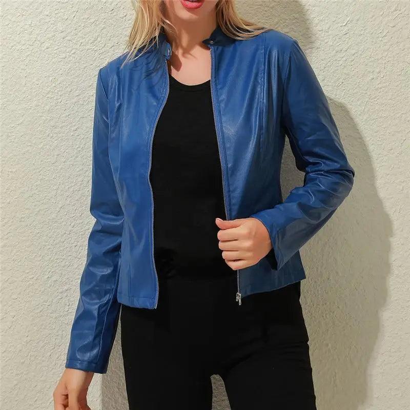 Vintage Style Autumn Ladies PU Leather Jacket For Women Slim Casual Soft Moto Biker Faux Leather Jacket For Female Coat Quality Basic Streetwear