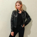 Vintage Style Autumn Ladies PU Leather Jacket For Women Slim Casual Soft Moto Biker Faux Leather Jacket For Female Coat Quality Basic Streetwear
