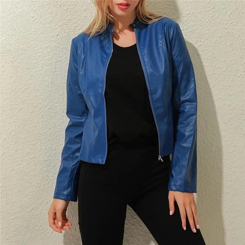 Vintage Style Autumn Ladies PU Leather Jacket For Women Slim Casual Soft Moto Biker Faux Leather Jacket For Female Coat Quality Basic Streetwear