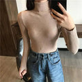 Vintage Style Autumn Winter Thick Sweater For Women Knitted Ribbed Pullover Sweater Long Sleeve Turtleneck Slim Jumper Soft Warm Pullover