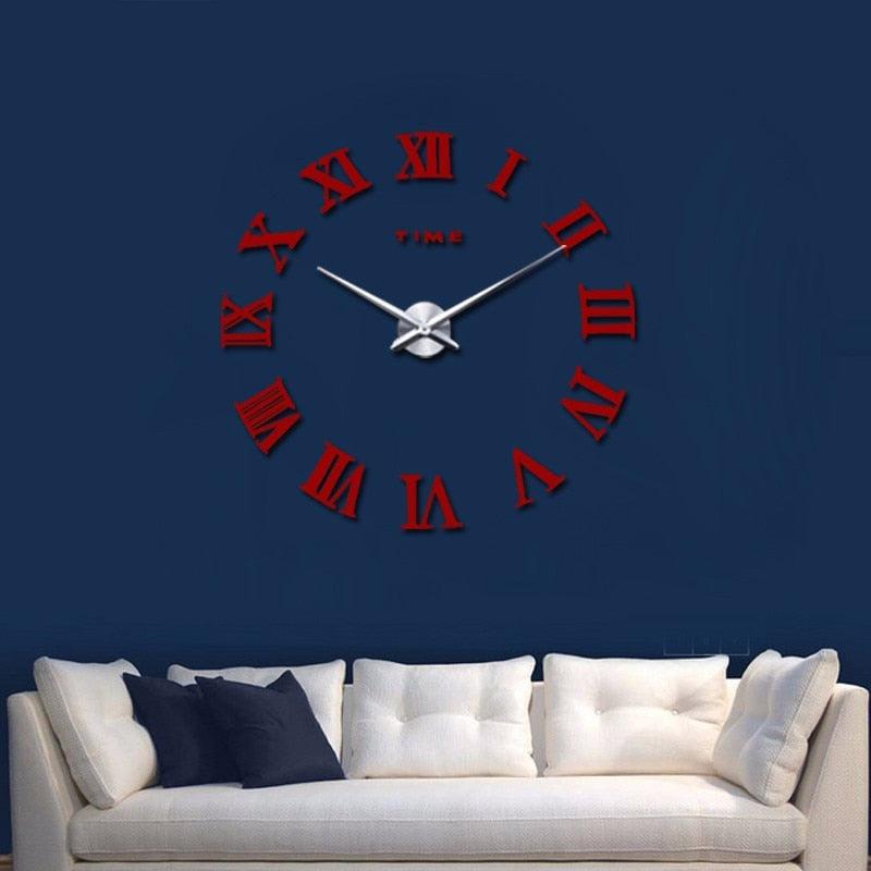 Wall Clock Promotion New Home Decor Large Roman Mirror 3D Wall Clock Mirror Surface Decorative Clock Large Wall Sticker Clock for Living Room Bedroom Office Home Decorations Fashion  Modern Quartz Clocks Living Room  Sticker Watch