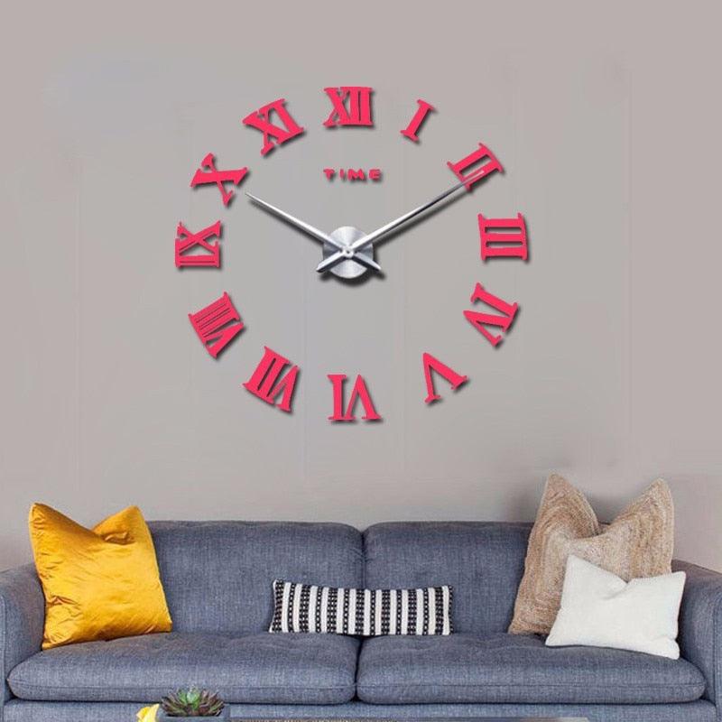 Wall Clock Promotion New Home Decor Large Roman Mirror 3D Wall Clock Mirror Surface Decorative Clock Large Wall Sticker Clock for Living Room Bedroom Office Home Decorations Fashion  Modern Quartz Clocks Living Room  Sticker Watch
