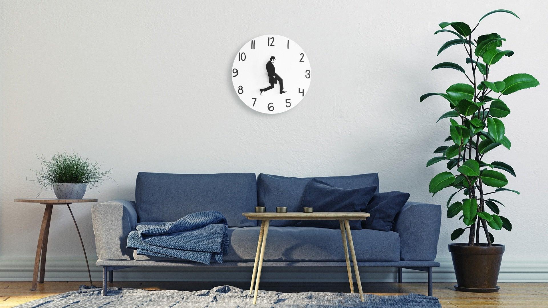 Wall Clock Silly Walk Wall Clock Comedy Creative Artwork Sweep Seconds Silent Funny Modern Silent Wall Watch Clock for Living Room Decor  Comedian Home Decor Novelty Wall Watch Funny Walking Silent Mute Clock