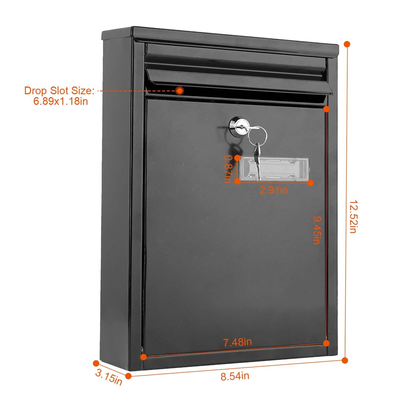 Wall Mount Mailbox Lockable Galvanized Iron Letter Post Box