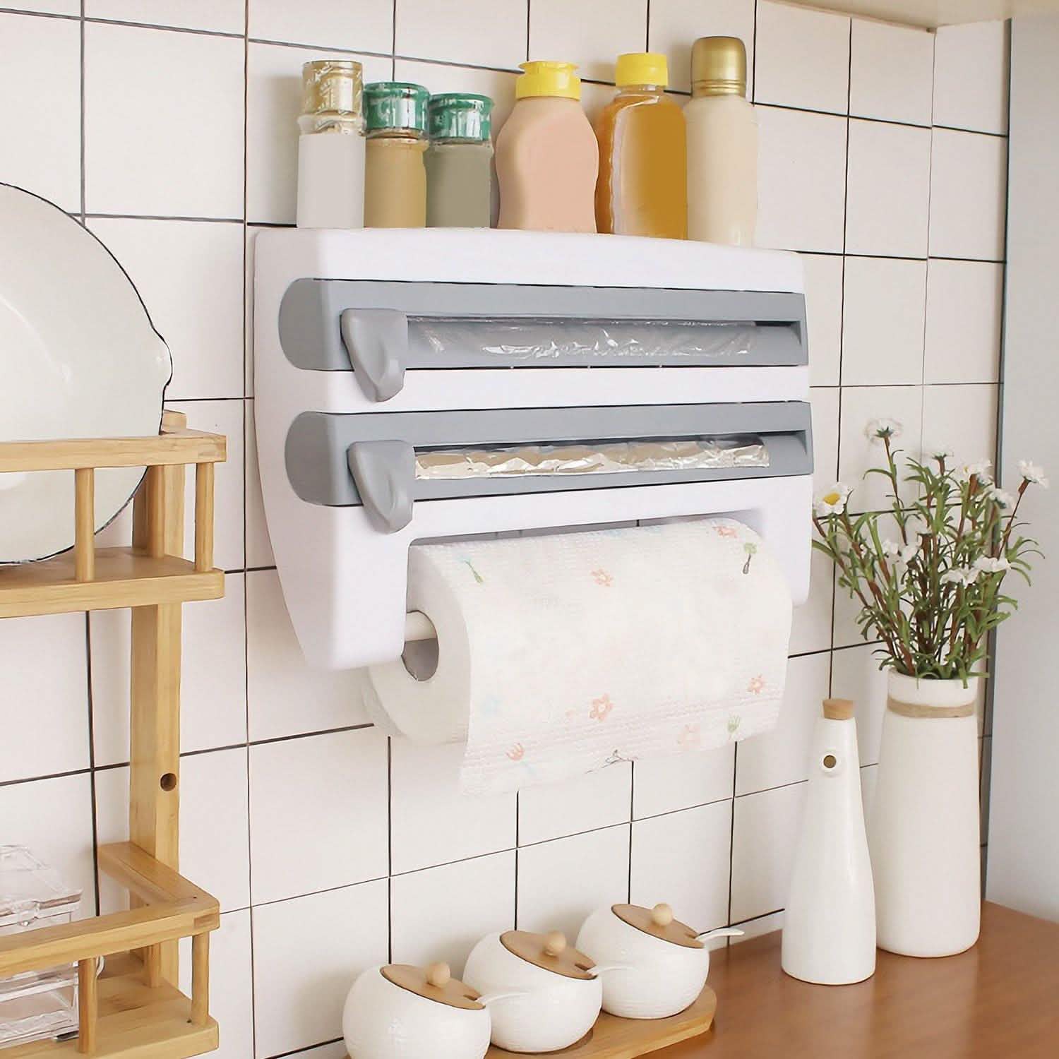 Wall Mounted Kitchen Roll Dispenser with Cutter