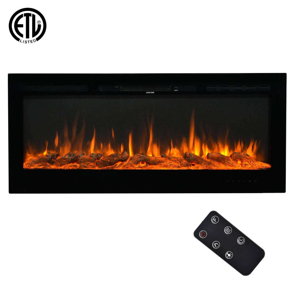 Wall-Mounted Recessed Electronic Fireplace - 50 Inch