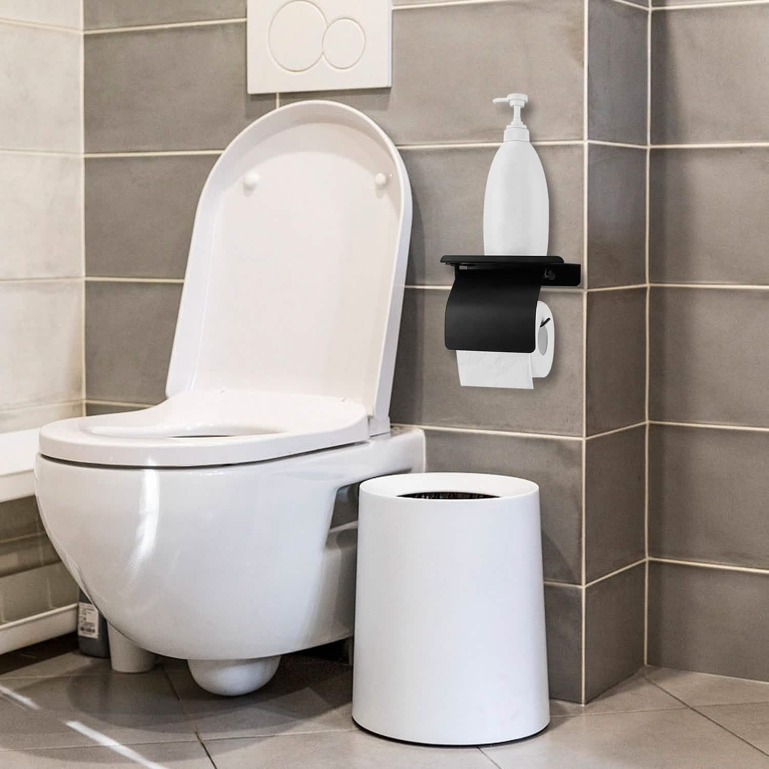 Wall Mounted Toilet Paper Holder with Phone Storage Rack