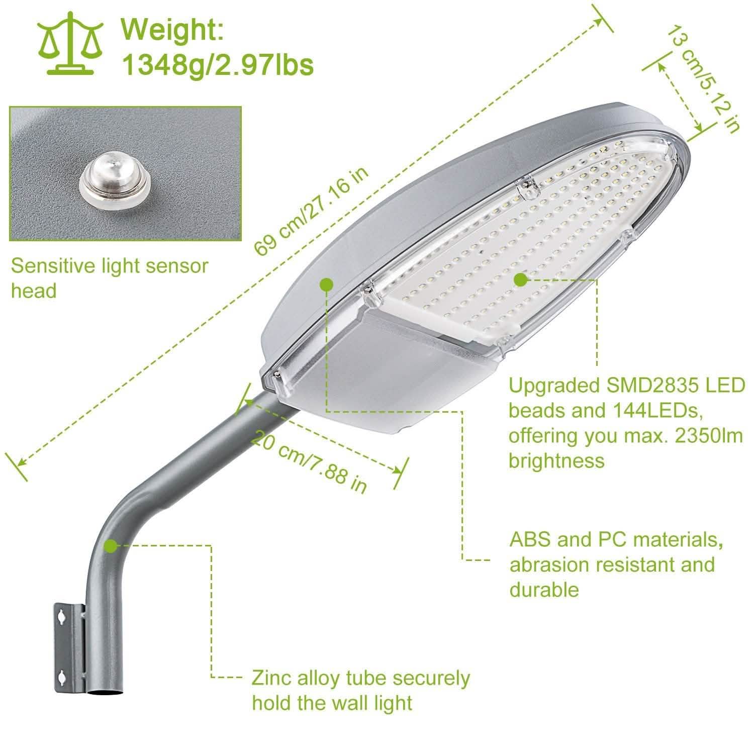 Wall Pack LED Lights 144LEDs Photocell Sensor Street Lamp IP65 Waterproof