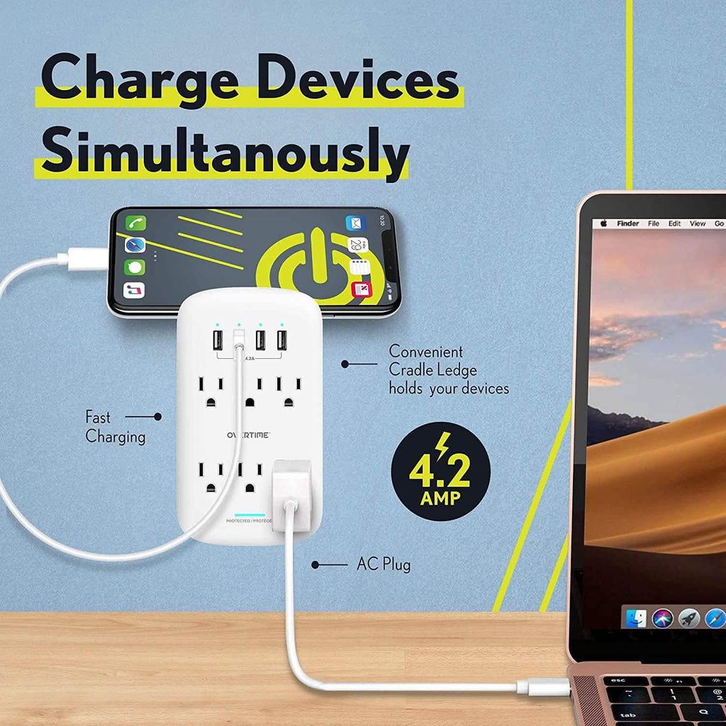 Wall Plate Power USB Outlet  6 Outlet & 4 USB Port