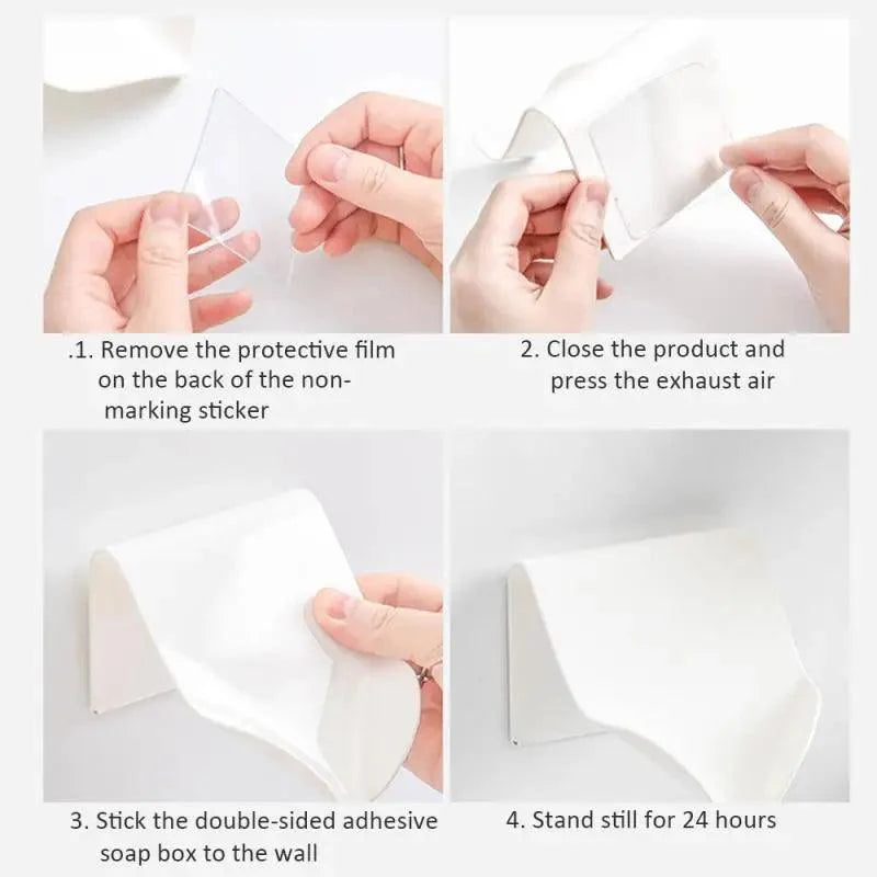 Wall-suction Drain Soap Dish Decorative Drainage Soap Holder Soap Holder Storage Container Home Bathroom Kitchen Accessories Self Adhesive Soap Drain Rack Soap Holder with Hook Wall Mount Soap Dish with Hook Sponge Soap Draining Tray Plate