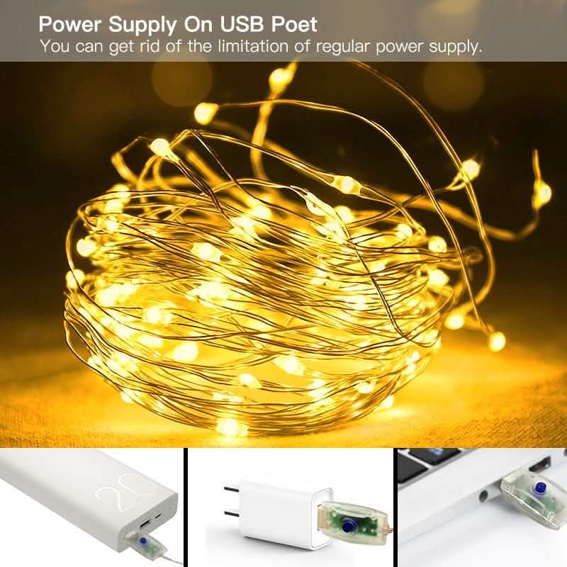 Warm White USB Remote Control 300LED String Lights