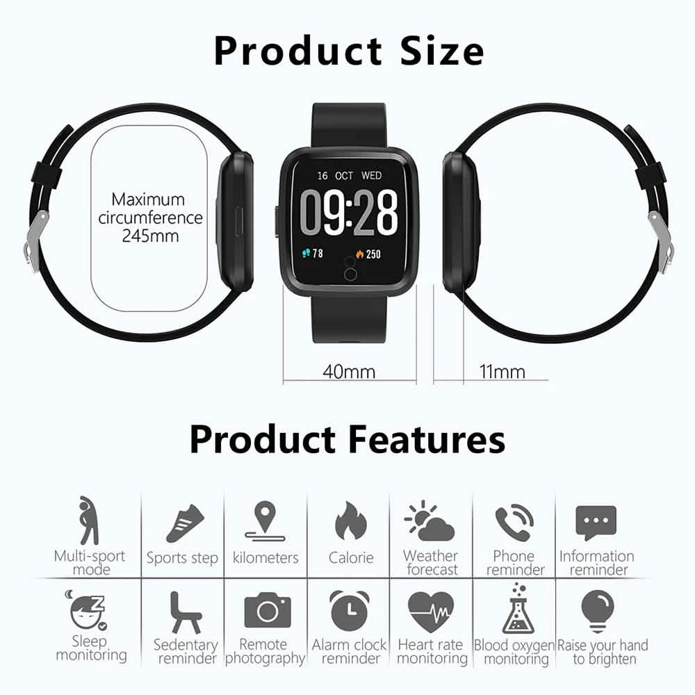Waterproof Touch Screen Watch Heart Rate Sports Fitness Tracker