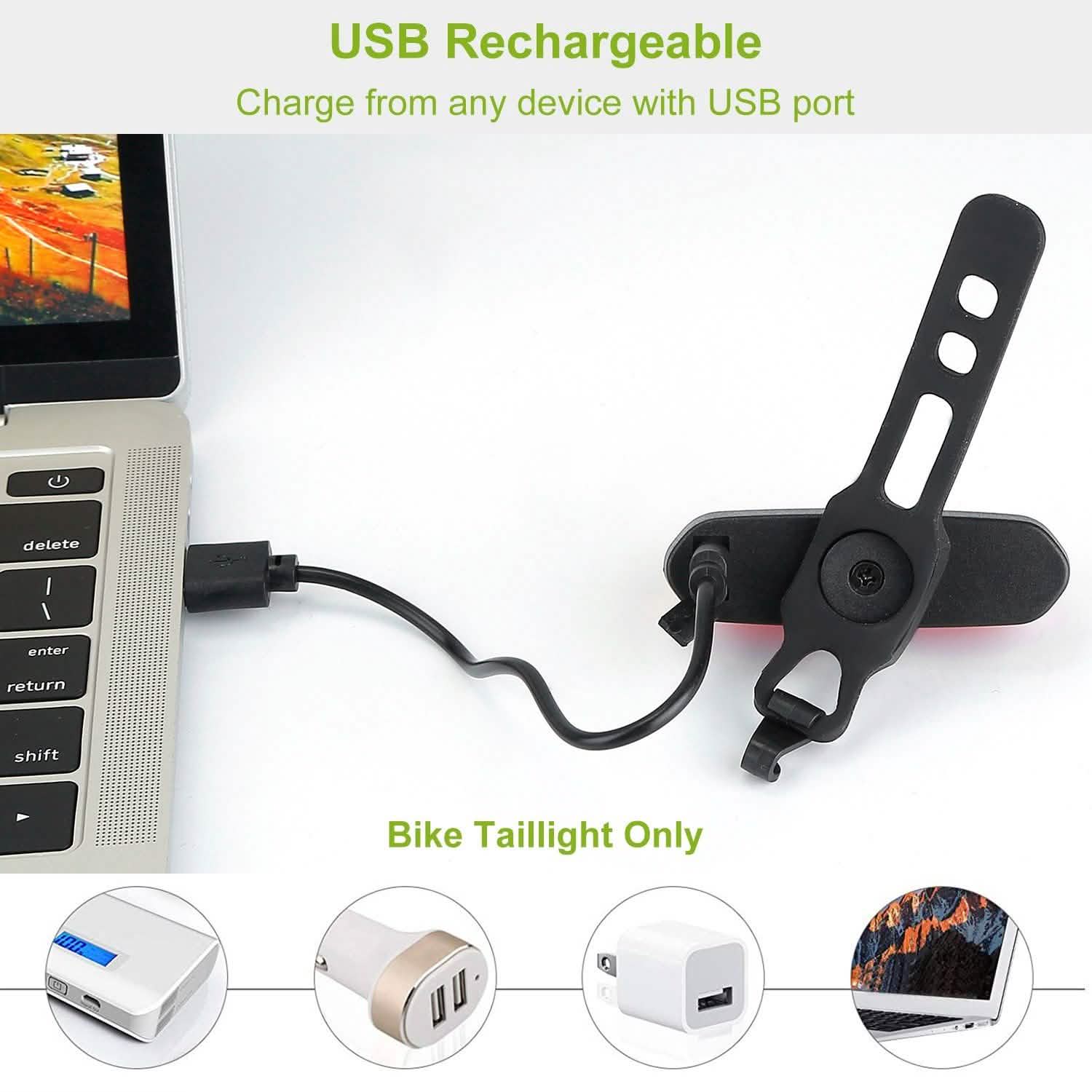 Waterproof USB Rechargeable LED Bicycle Tail Warning Lamp