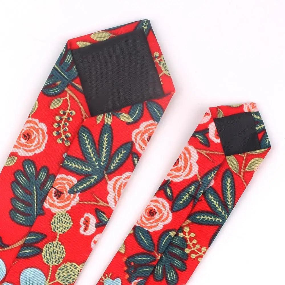 Wedding Men Floral Tie Skinny Cotton Casual Neck Tie Elegant Neckties Flower Print Fashionable Design