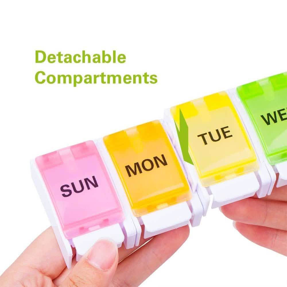 2-Pack: Weekly Pill Organizer Detachable, Sukuos Large Daily Pill Cases