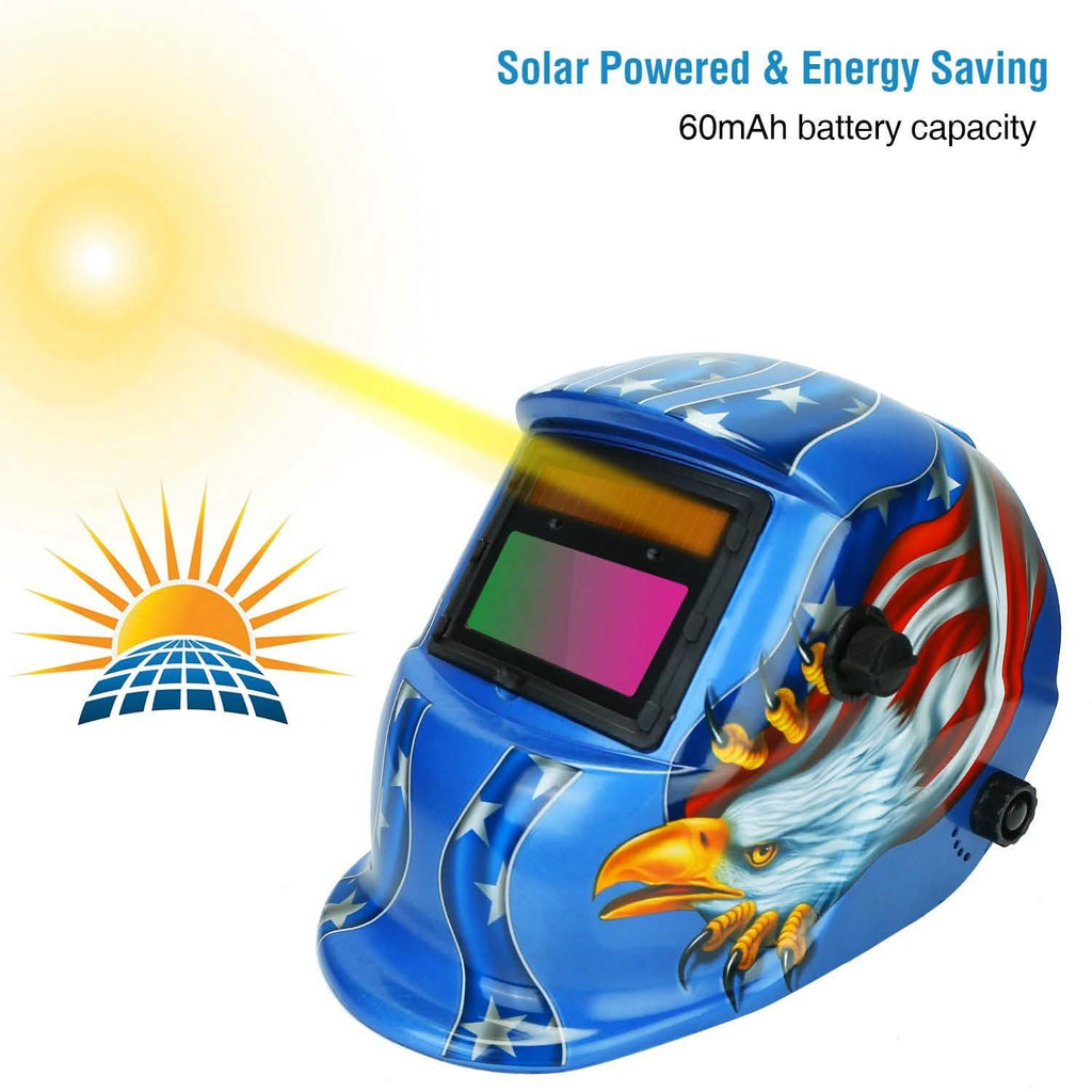 Welding Helmet Solar Powered Auto Darkening Hood with Adjustable Wide Shade