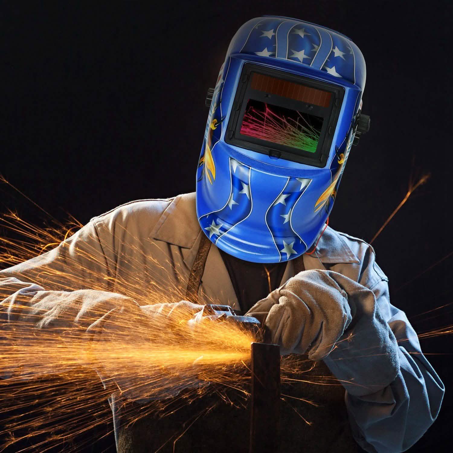 Welding Helmet Solar Powered Auto Darkening Hood with Adjustable Wide Shade