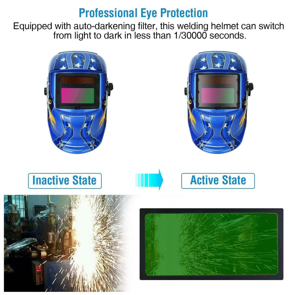 Welding Helmet Solar Powered Auto Darkening Hood with Adjustable Wide Shade