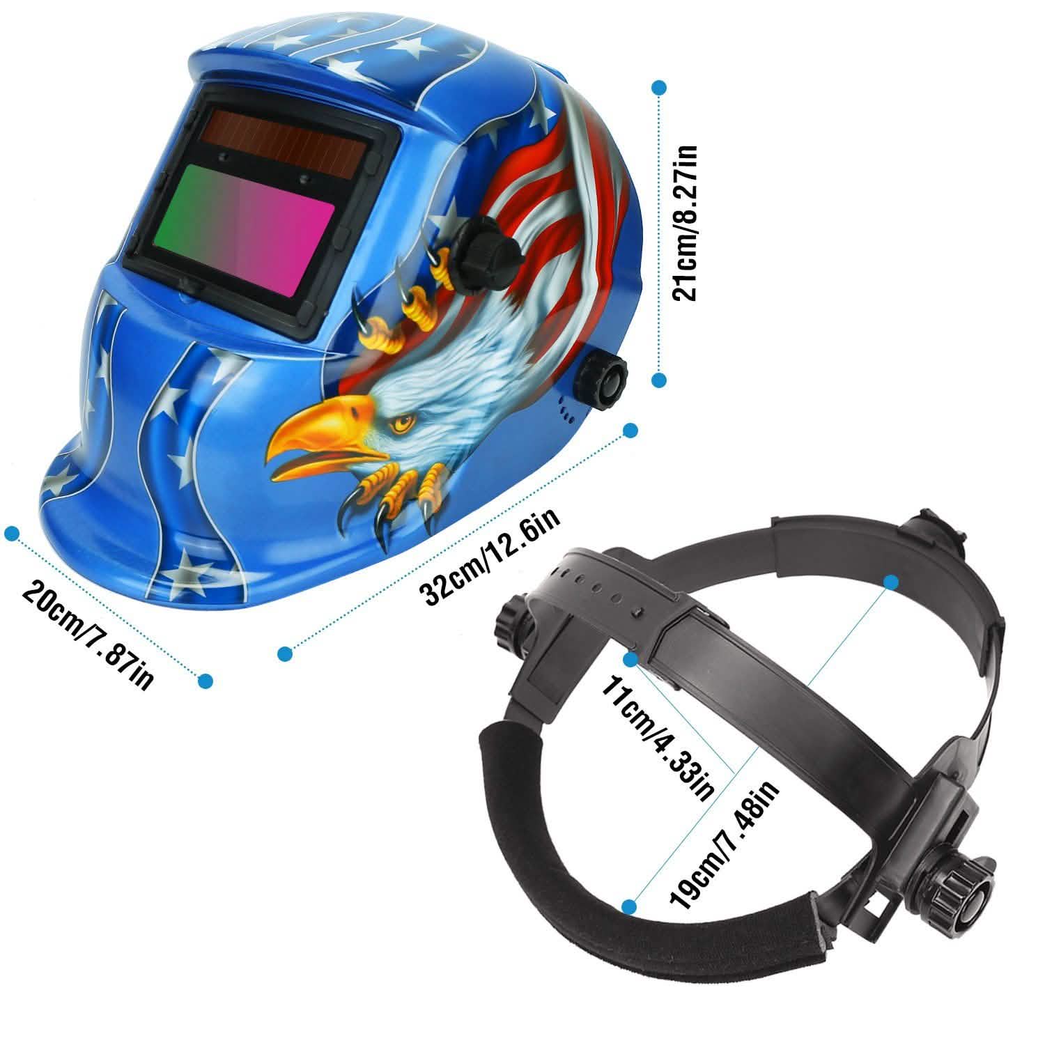 Welding Helmet Solar Powered Auto Darkening Hood with Adjustable Wide Shade