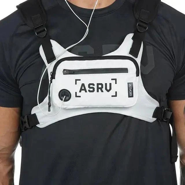 White Fashion Men Lightweight Chest Bag Running Pack For Workouts Running Phone Holder With Extra Storage Minimalist Design