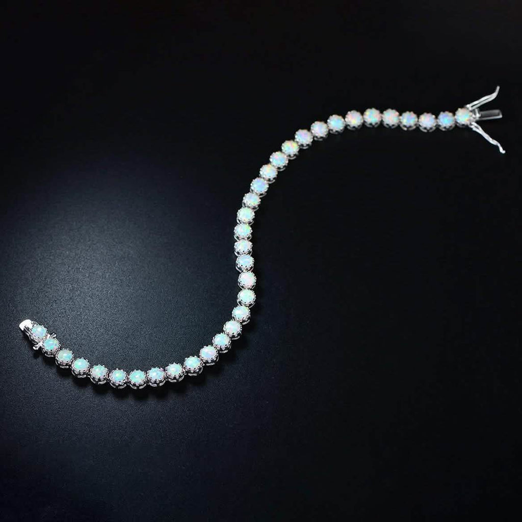 White Fire Opal Tennis Bracelet