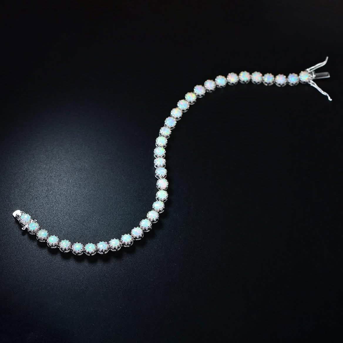 White Fire Opal Tennis Bracelet