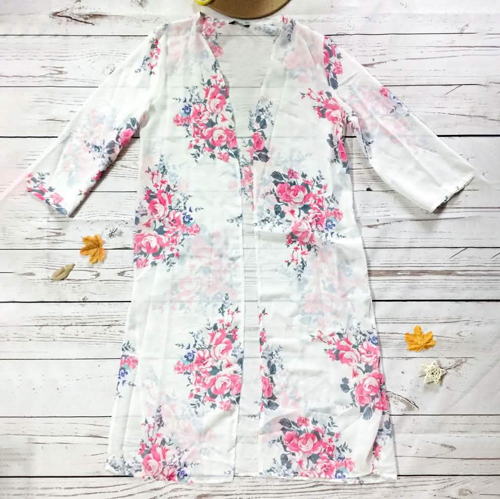 White Floral Kimono