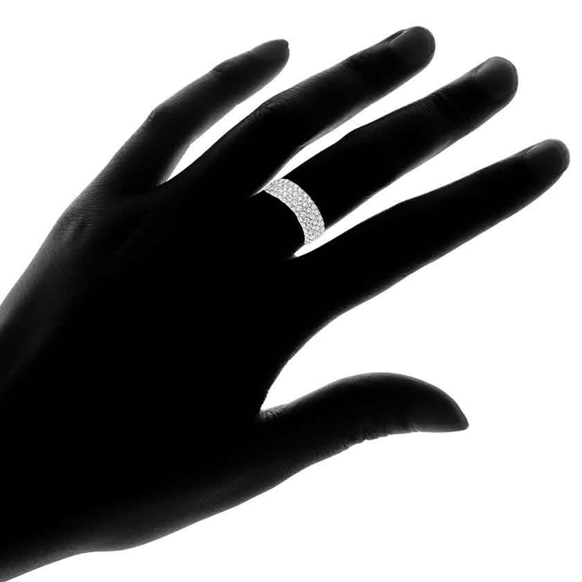 White Gold Plated Five Row Eternity Ring - Assorted Sizes