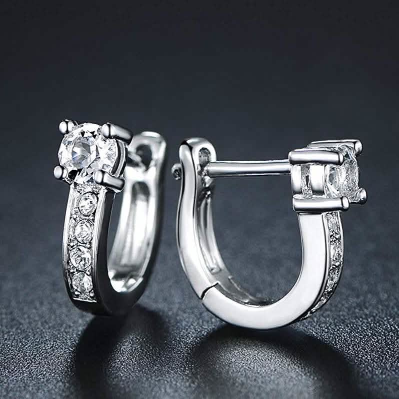 White Gold Plated Swarovski Elements Crystal Huggie