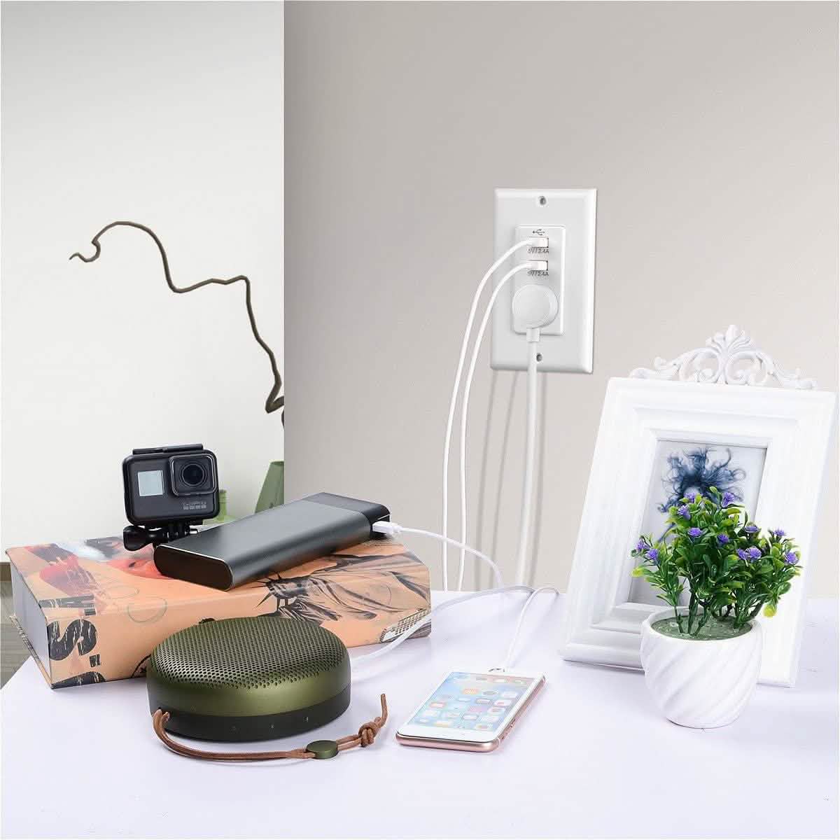 White Light Sensor Dual USB Wall Outlet