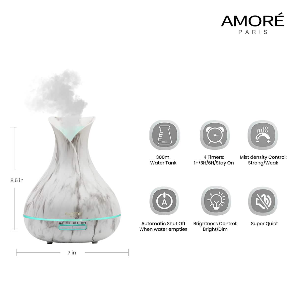 White Marble 300ml Ultrasonic Aroma Diffuser