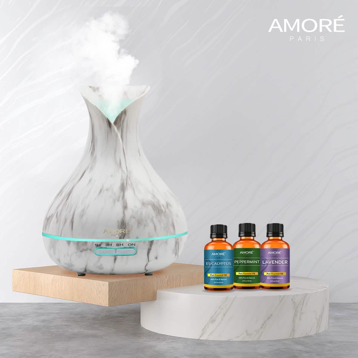 White Marble 300ml Ultrasonic Aroma Diffuser