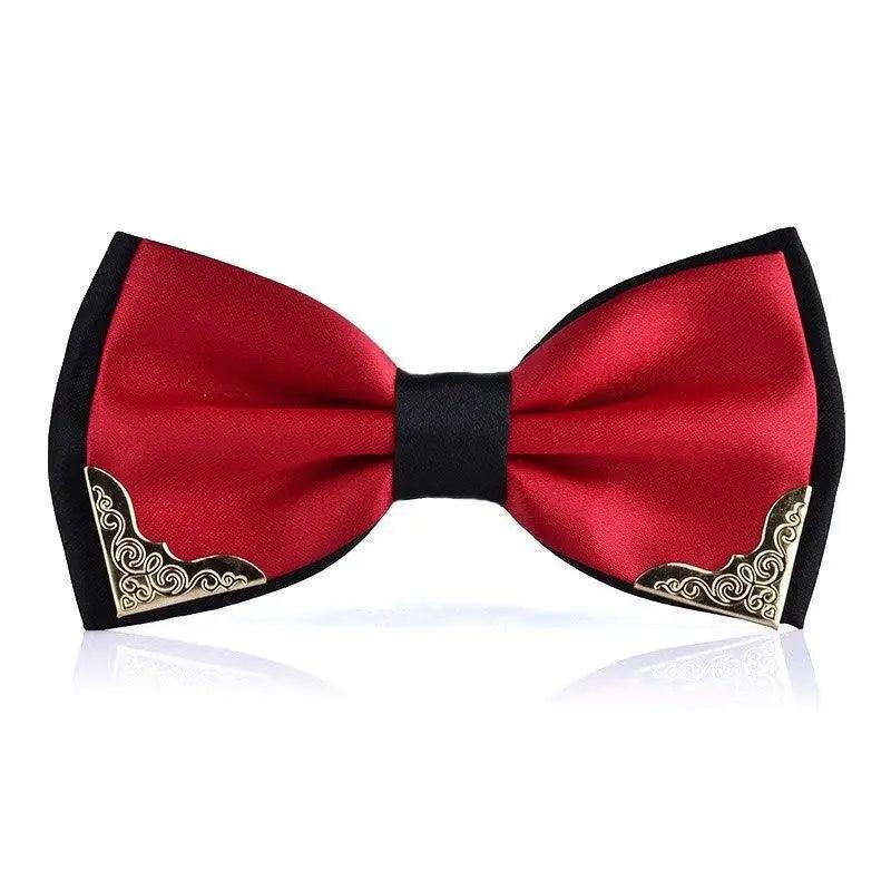White Men Elegant Polyester Butterfly Bowtie Metal Corners Wedding Bowtie Party Bow Ties