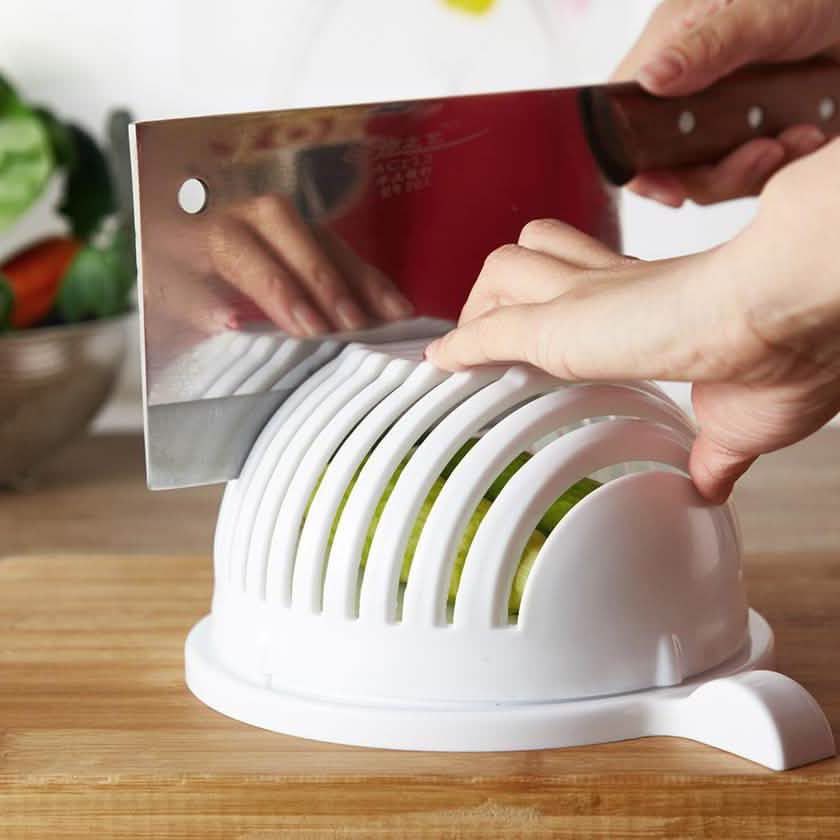 White Salad Cutter Bowl